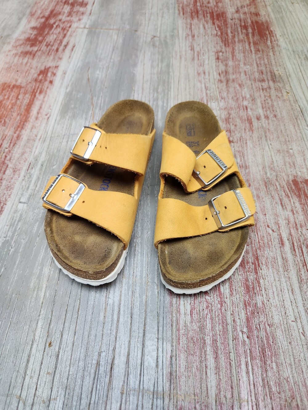 Birkenstock Arizona Soft Footbed sandals in apricot Orange Sherbet Color